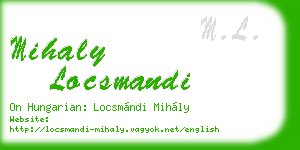 mihaly locsmandi business card